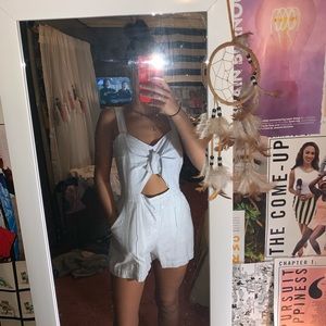 Blue and White pinstripe ROMPER